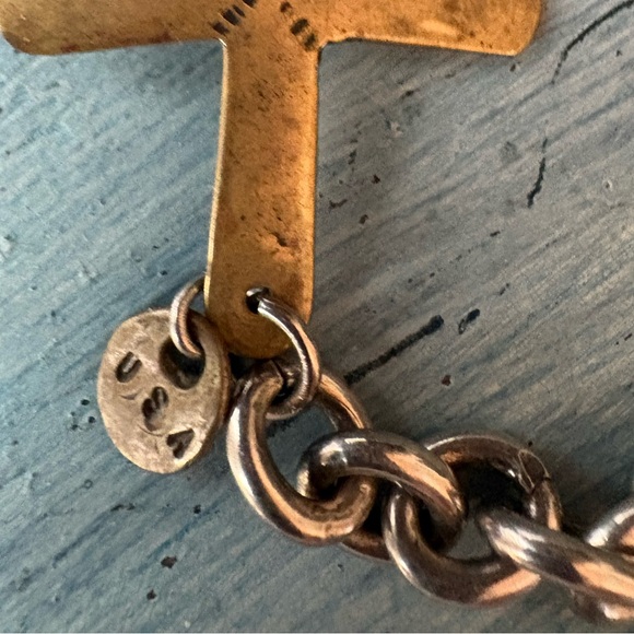 Brass Cross with Silver Link Bracelet - Picture 7 of 11